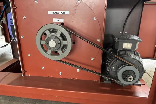 Belt-driven blower inside the downdraft table | CSI Collector Systems - Dust & Fume Collection Systems